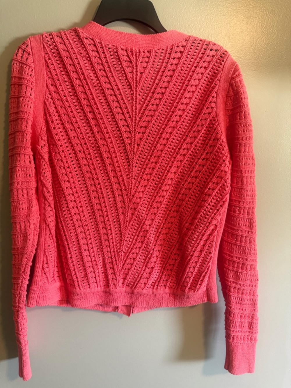 Talbots Coral Openwork Knit Button-Front Cardigan Sweater size medium - Picture 10 of 14